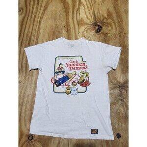 Steven Rhodes Let's Summon Demons Graphic Tee Vintage M White @i5